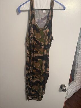 VENUS Camo Tank Dress in Green, Brown, Black